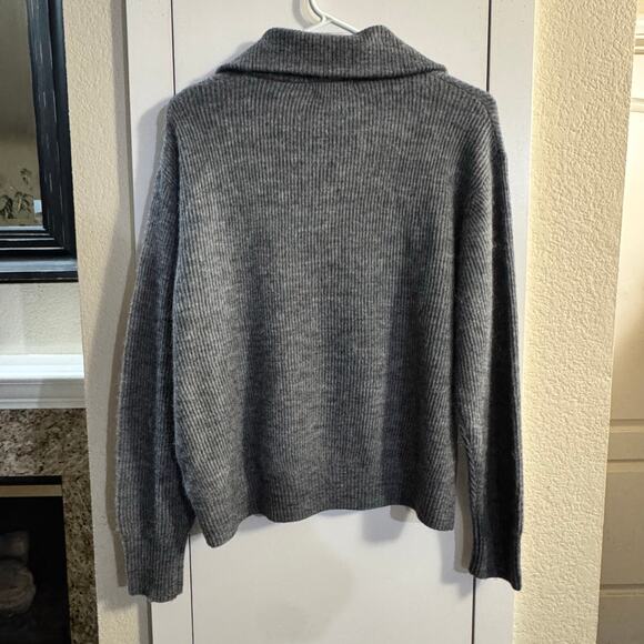 Quince Gray Baby Alpaca Wool Quarter Zip Sweater Size Large - Picture 4 of 8